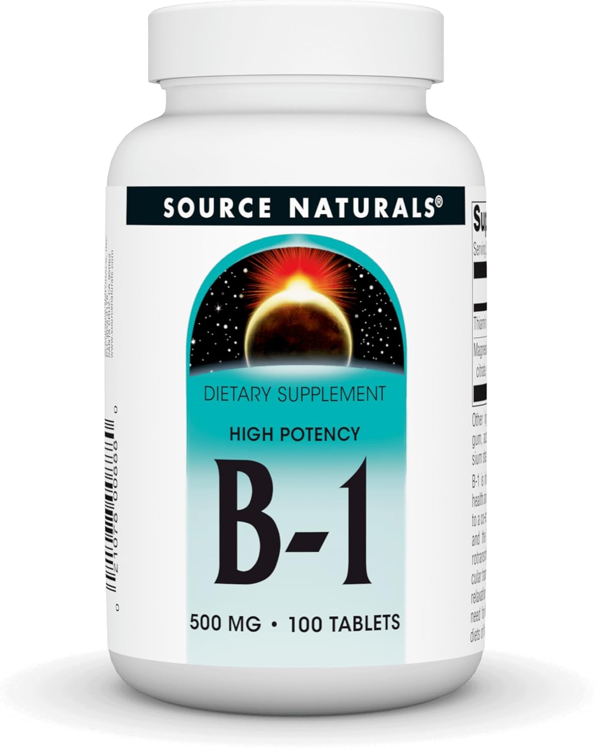 High Potency 500mg Source Naturals Thiamin Vitamin B-1, 100% Pure - 100 Tablets - BoostGo Australia