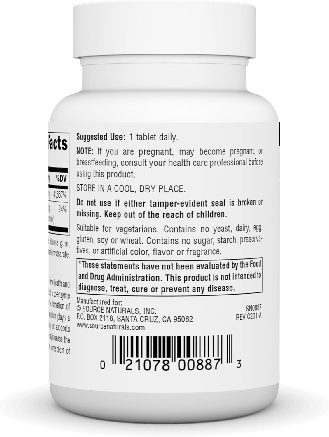 High Potency 500mg Source Naturals Vitamin B-1 Thiamin Tablets - 100% Pure, 50 Count