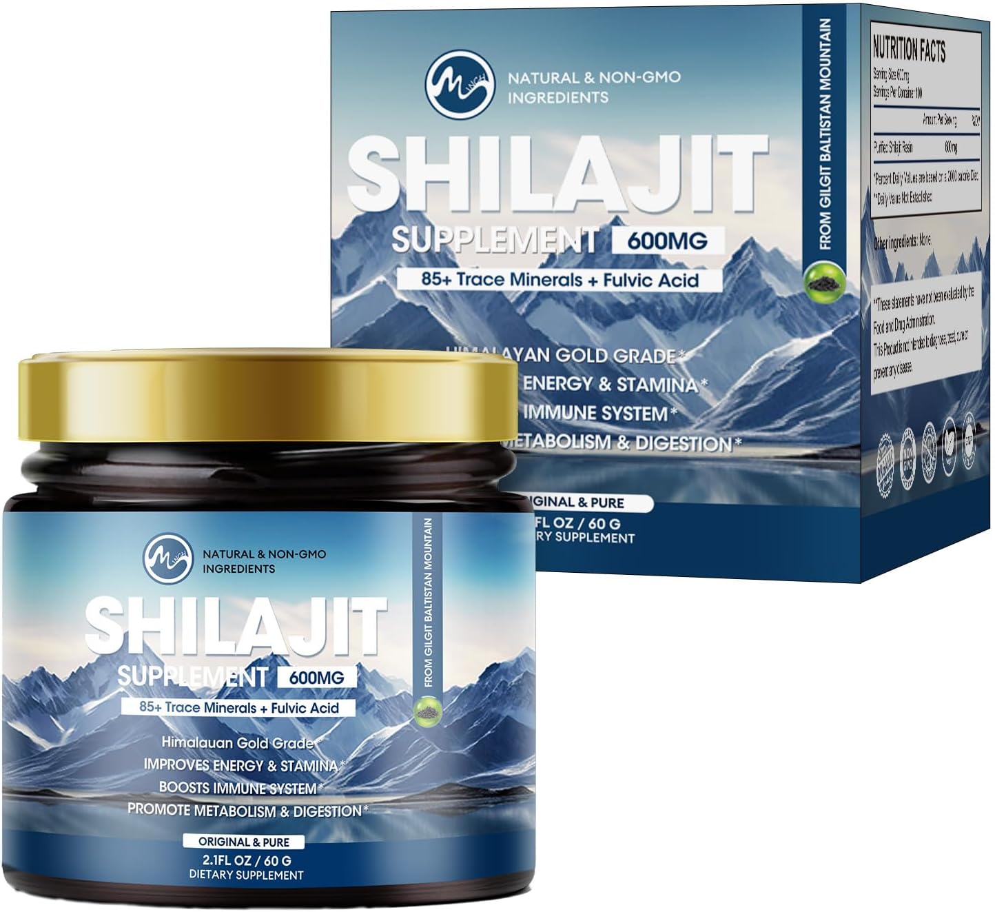 High Potency 600mg Pure Siberian Organic Shilajit Resin for Energy, Strength, & Immunity - Men & Women's Supplement