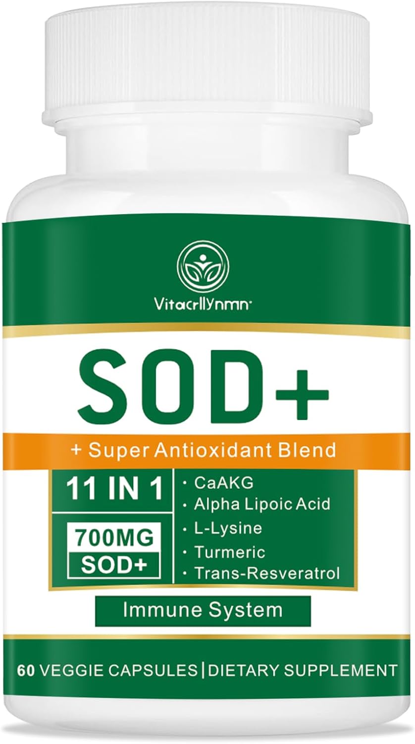 High Potency 700mg SOD Supplement for Cellular Health - SOD Antioxidant Capsules - 60 Count