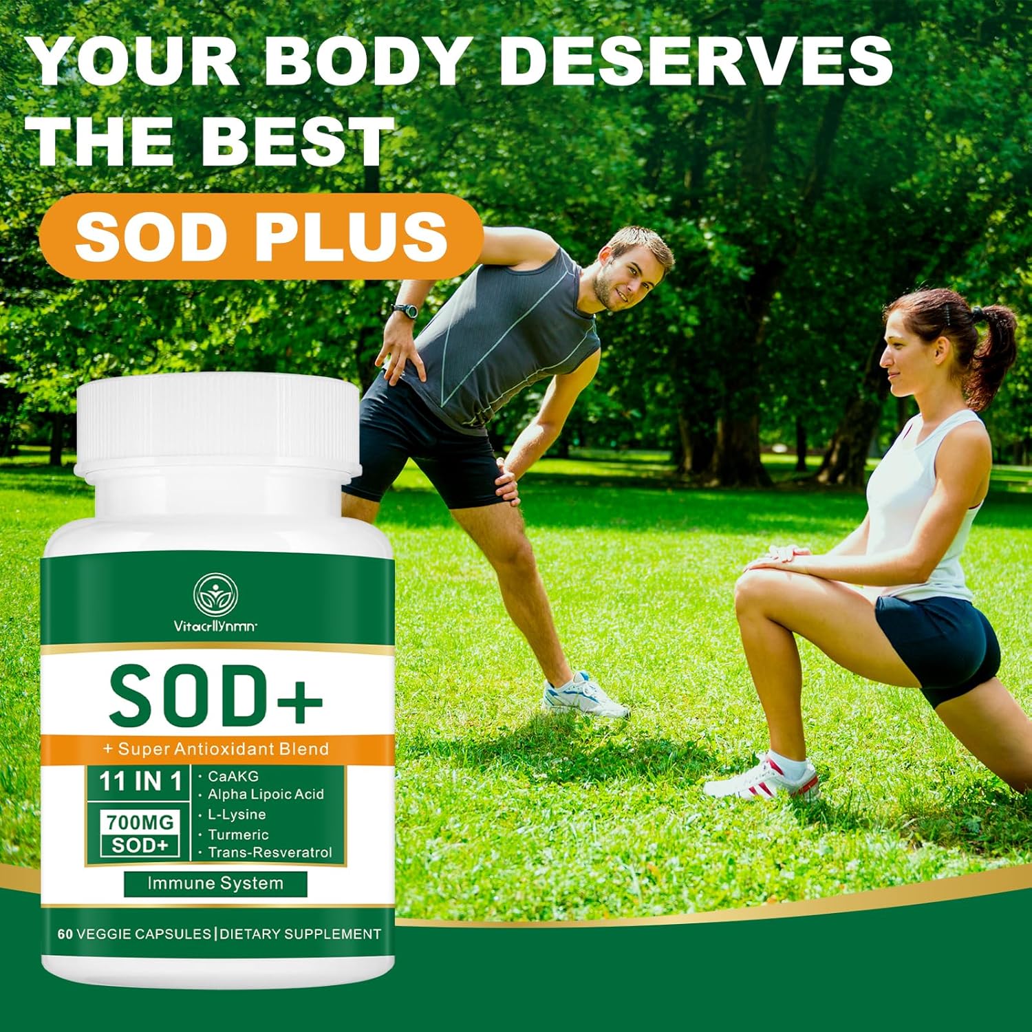 High Potency 700mg SOD Supplement for Cellular Health - SOD Antioxidant Capsules - 60 Count