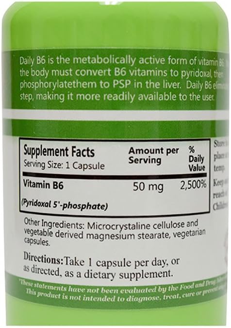 High-Potency Activated Vitamin B6 Supplement - 100 Vegetarian Capsules for Daily Manufacturing