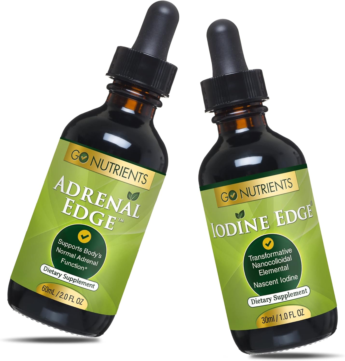 High Potency Adrenal Edge & Nascent Iodine Liquid Drops Supplement - Non-GMO Gluten-Free Energy & Fatigue Support with Cortisol Manager
