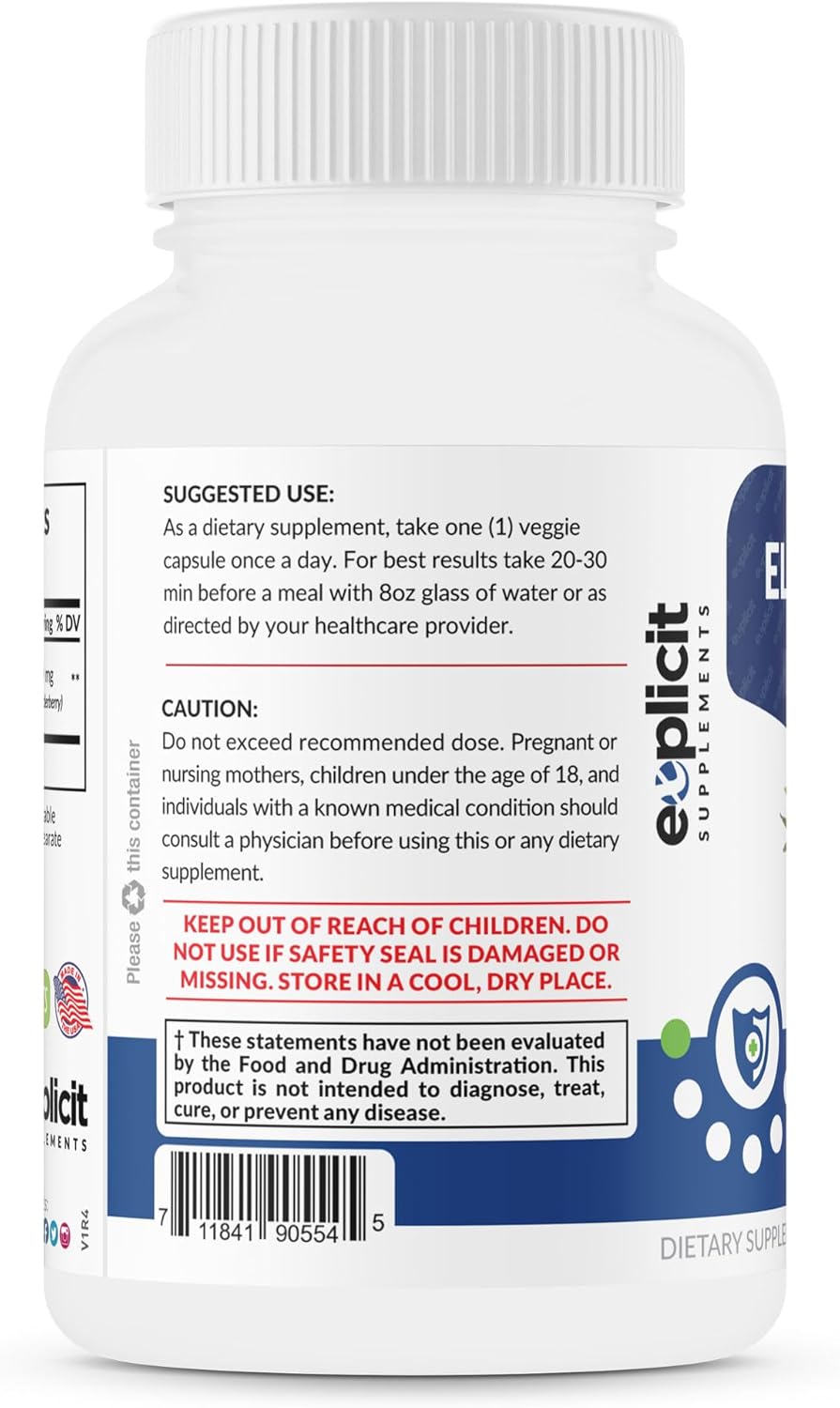 High Potency All Natural Elderberry Supplement for Immune Health - 1200mg Capsules - Made in USA - 60 Day Supply