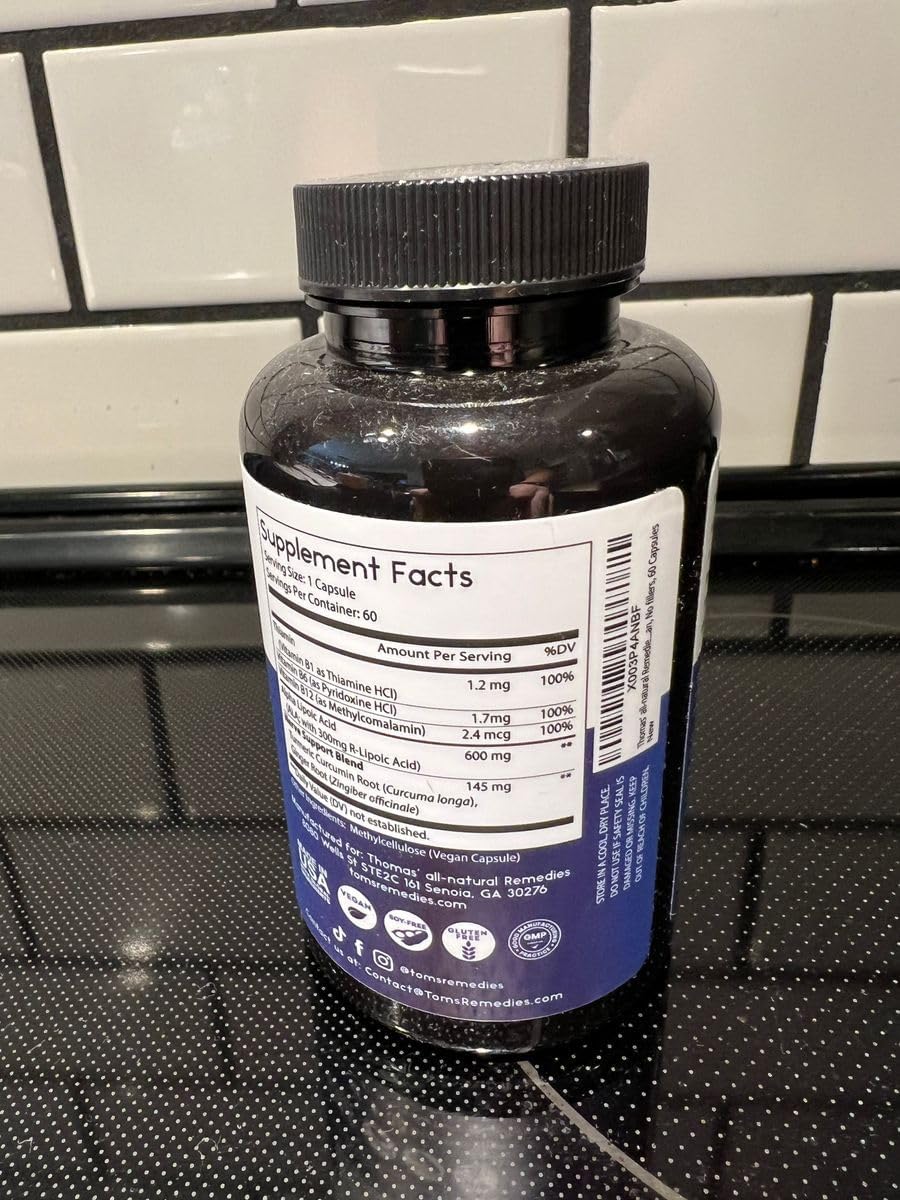 High Potency Alpha Lipoic Acid 600mg Capsules with B-Vitamins - Vegan and All-Natural - 120 Count