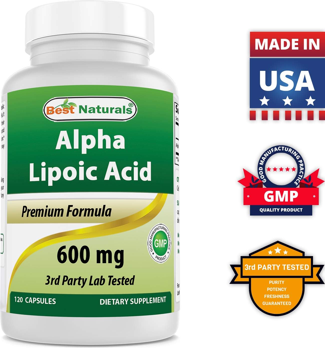 High Potency Alpha Lipoic Acid and COQ10 Supplement - 600mg ALA & 100mg Coenzyme Q10 for Antioxidant Support