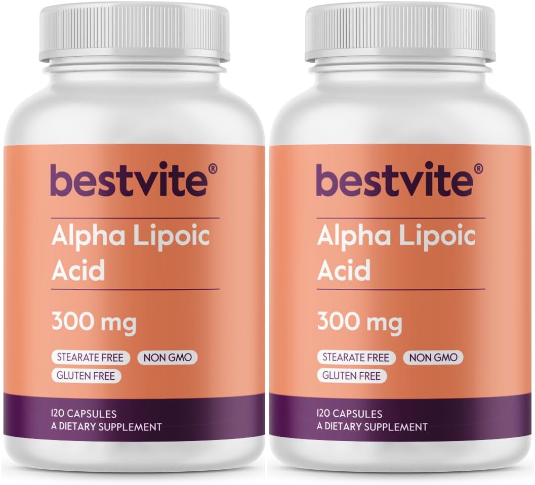 High Potency Alpha Lipoic Acid Capsules - 300mg (240 Capsules, 120 x 2) - Non GMO, Gluten Free, No Stearate