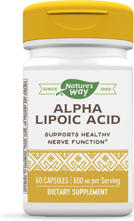 High Potency Alpha Lipoic Acid Capsules - 600mg, 60 Servings - Promotes Healthy Nerve Function - Natural Supplement by Nature's Way