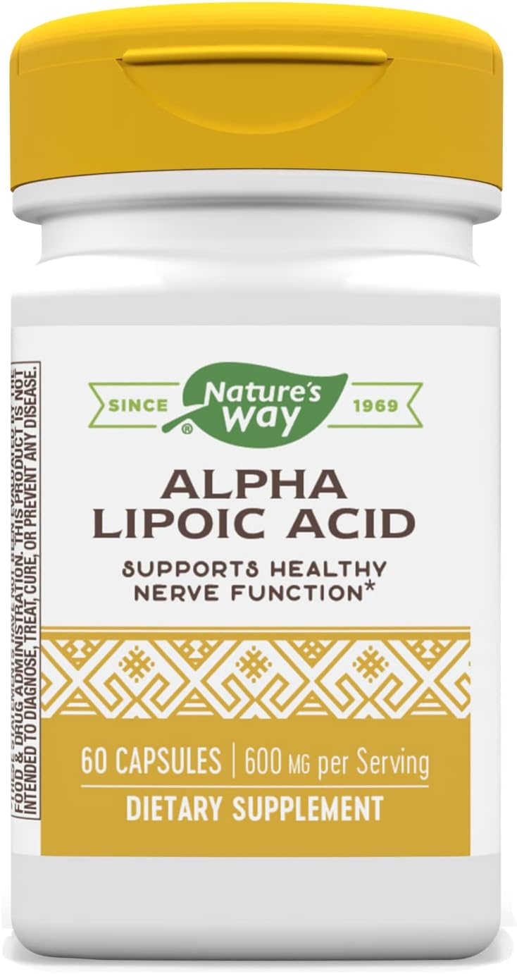High Potency Alpha Lipoic Acid Capsules - 600mg, 60 Servings - Promotes Healthy Nerve Function - Natural Supplement by Nature's Way