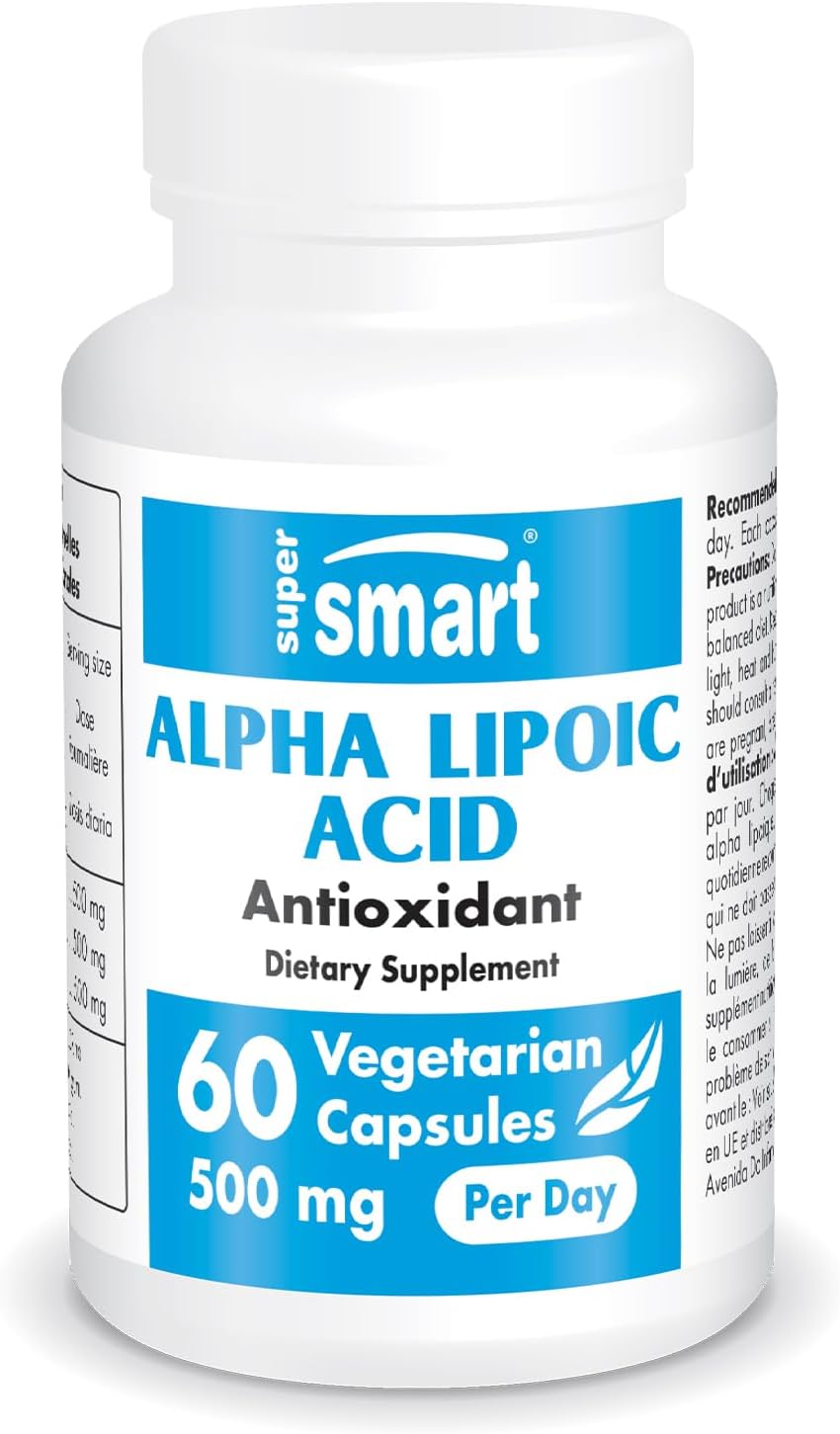 High Potency Alpha Lipoic Acid Supplement - 500mg per Day - Universal Antioxidant - Non-GMO & Gluten Free - 60 Vegetarian Capsules