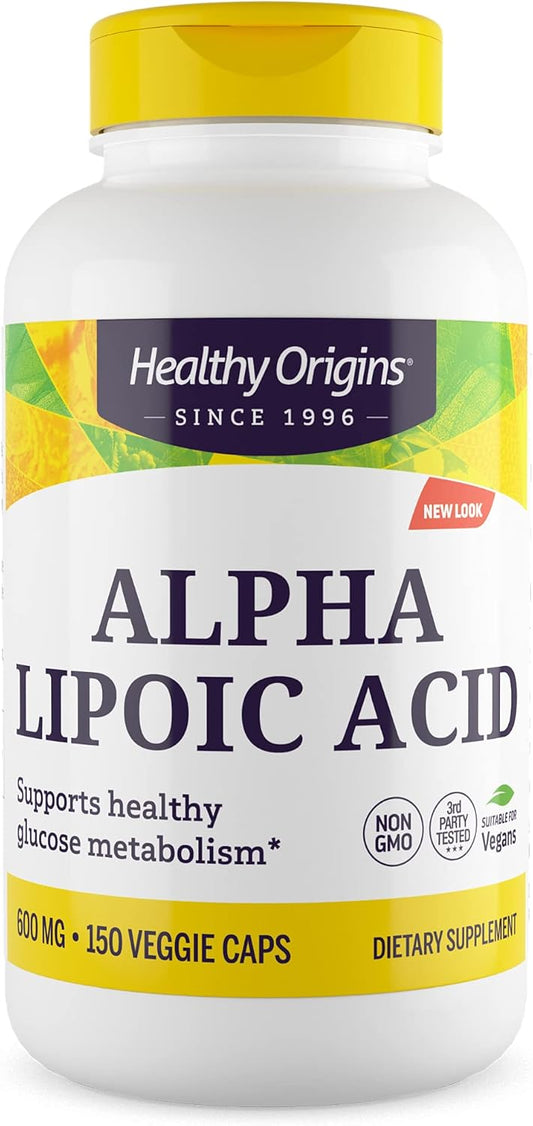 High Potency Alpha Lipoic Acid Supplement for Antioxidant Support - Gluten-Free 600mg Capsules - 150 Count