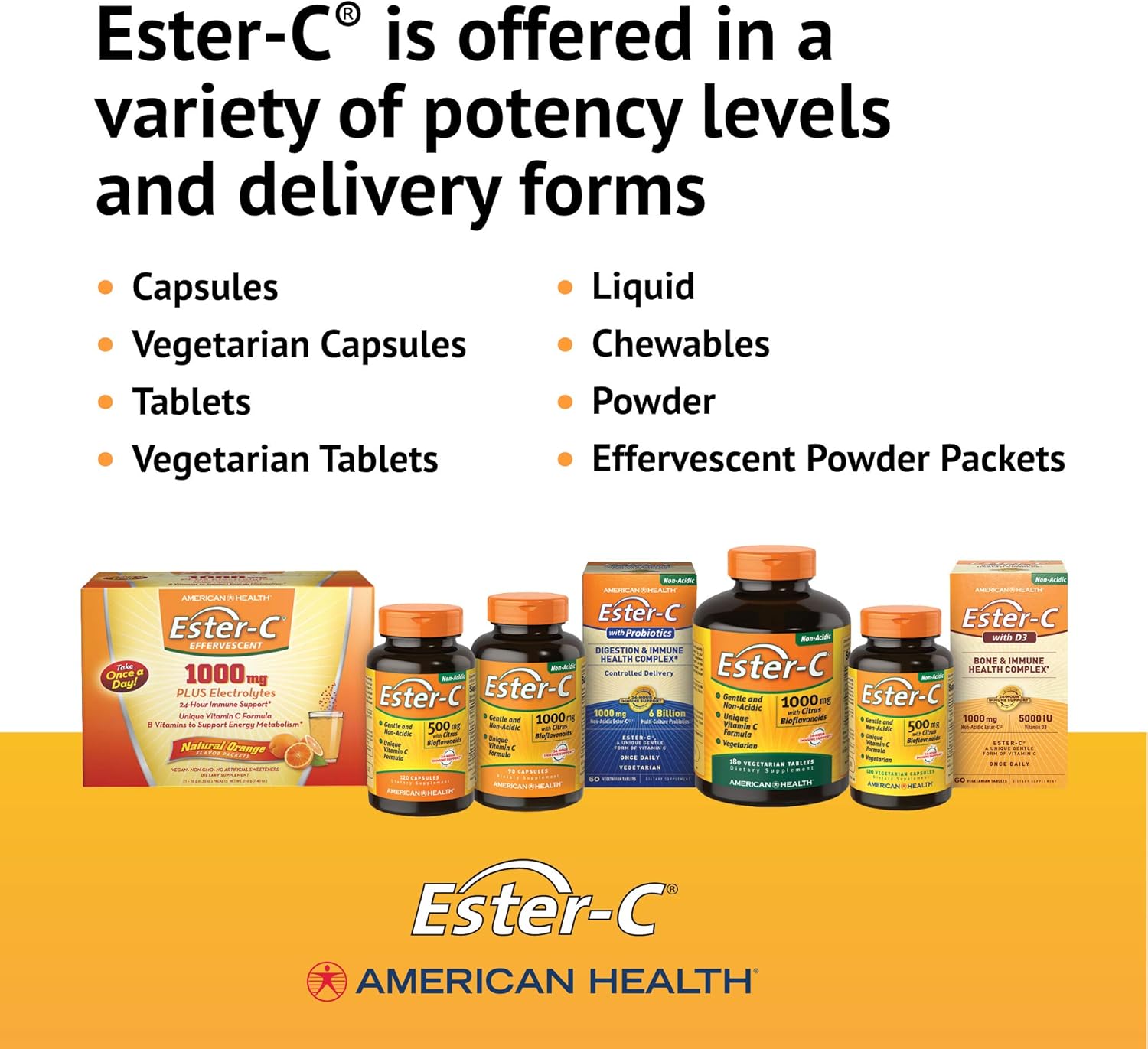 High Potency American Health Ester-C with Citrus Bioflavonoids - 1000mg, 90 Tablets