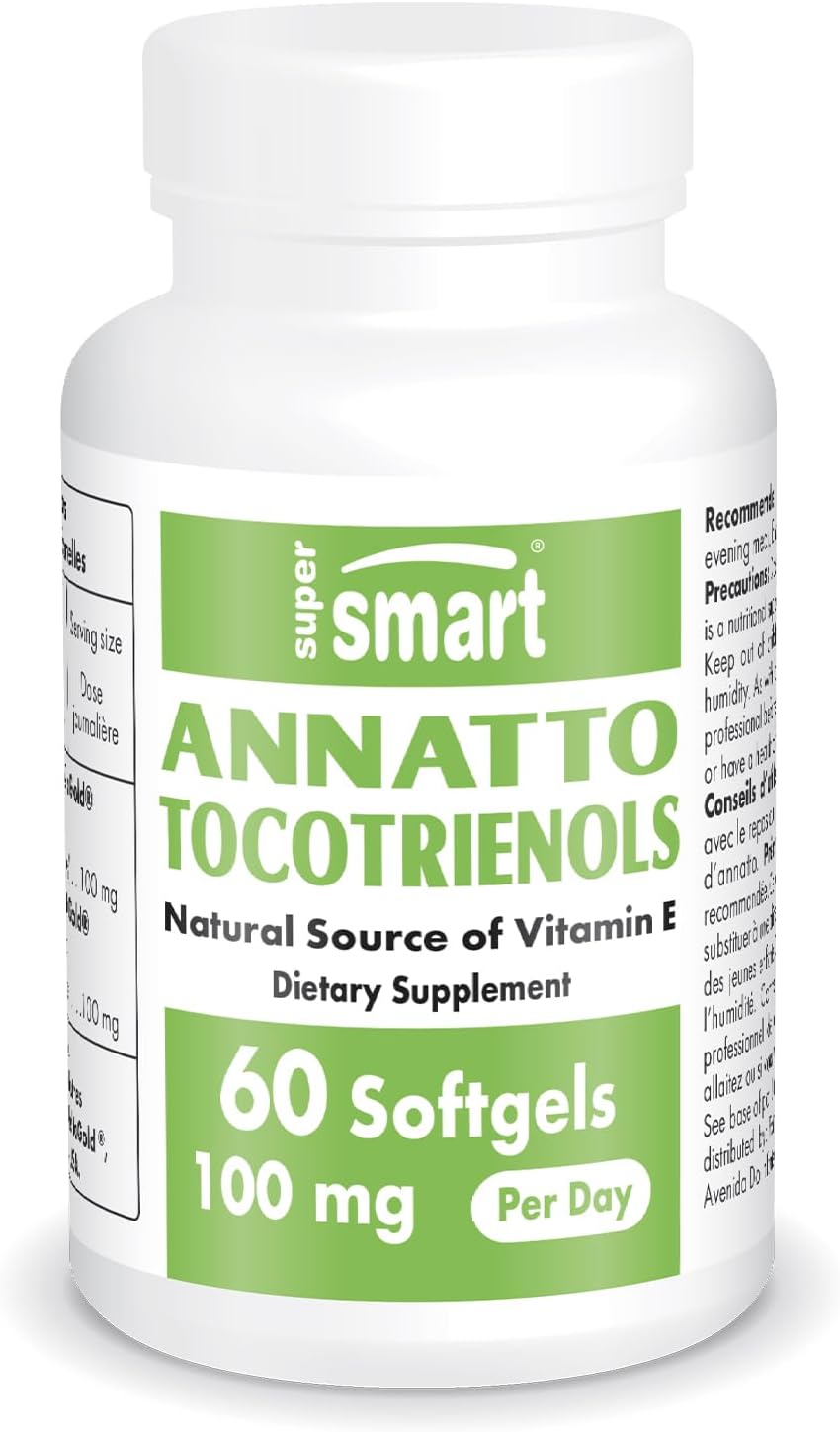 High-Potency Annatto Tocotrienols Supplement - 100mg Daily (DeltaGold Vitamin E) - Non-GMO & Gluten-Free - 60 Softgels