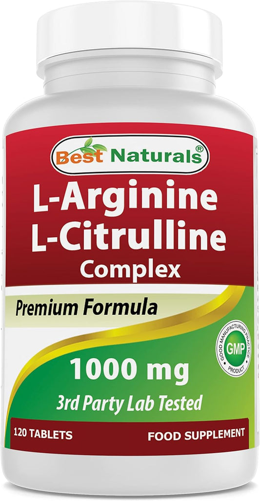 High Potency Arginine Citrulline Complex 1000mg Supplement - 120 Tablets, Made with Natural Ingredients