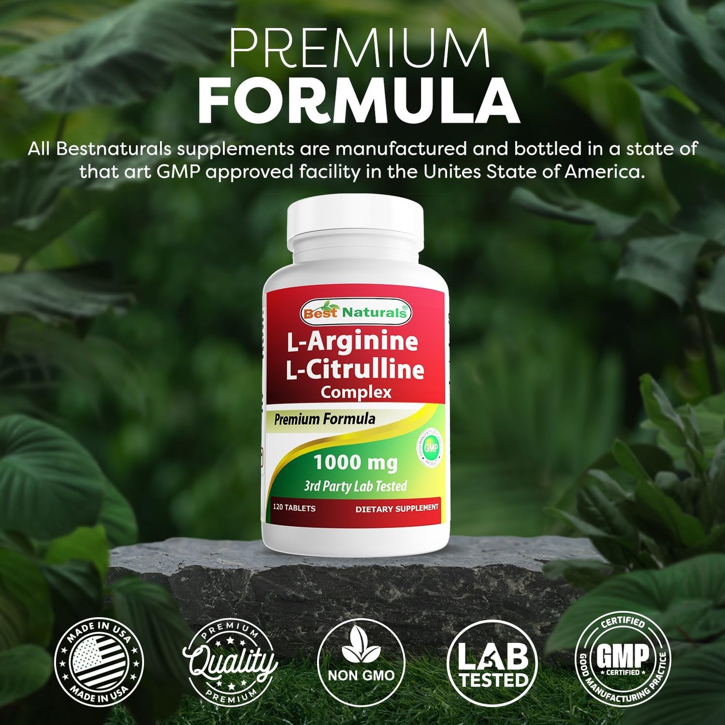 High Potency Arginine Citrulline Complex 1000mg Supplement - 120 Tablets, Made with Natural Ingredients