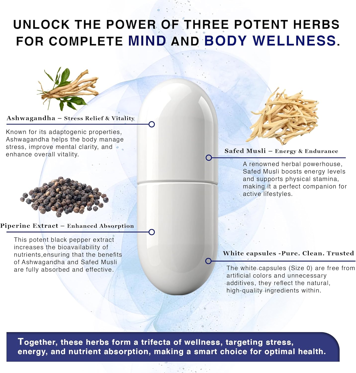 High Potency Ashwagandha Capsules - 2,100 mg for Stress Relief - 90 Capsules of Ashwagandha Powder and Root Extract