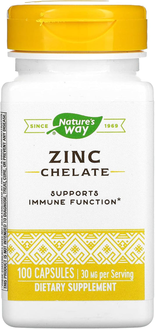 High Potency Askshy Nature's Way Zinc Chelate Capsules for Enhanced Absorption - 100 Count