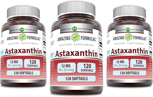 High Potency Astaxanthin 12mg Softgels - Non-GMO & Gluten Free (360 Count)