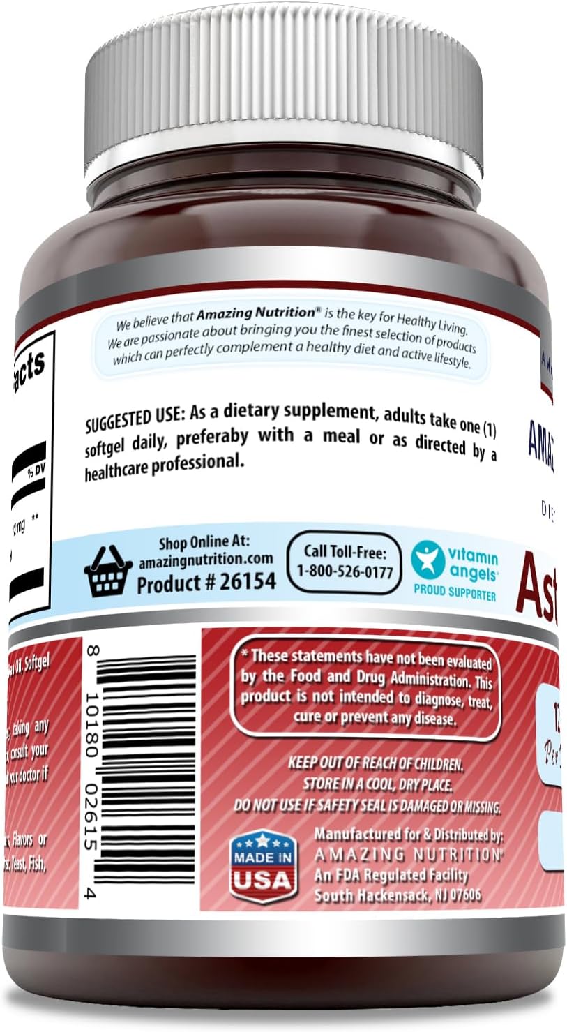 High Potency Astaxanthin 12mg Softgels - Non-GMO & Gluten Free (360 Count)