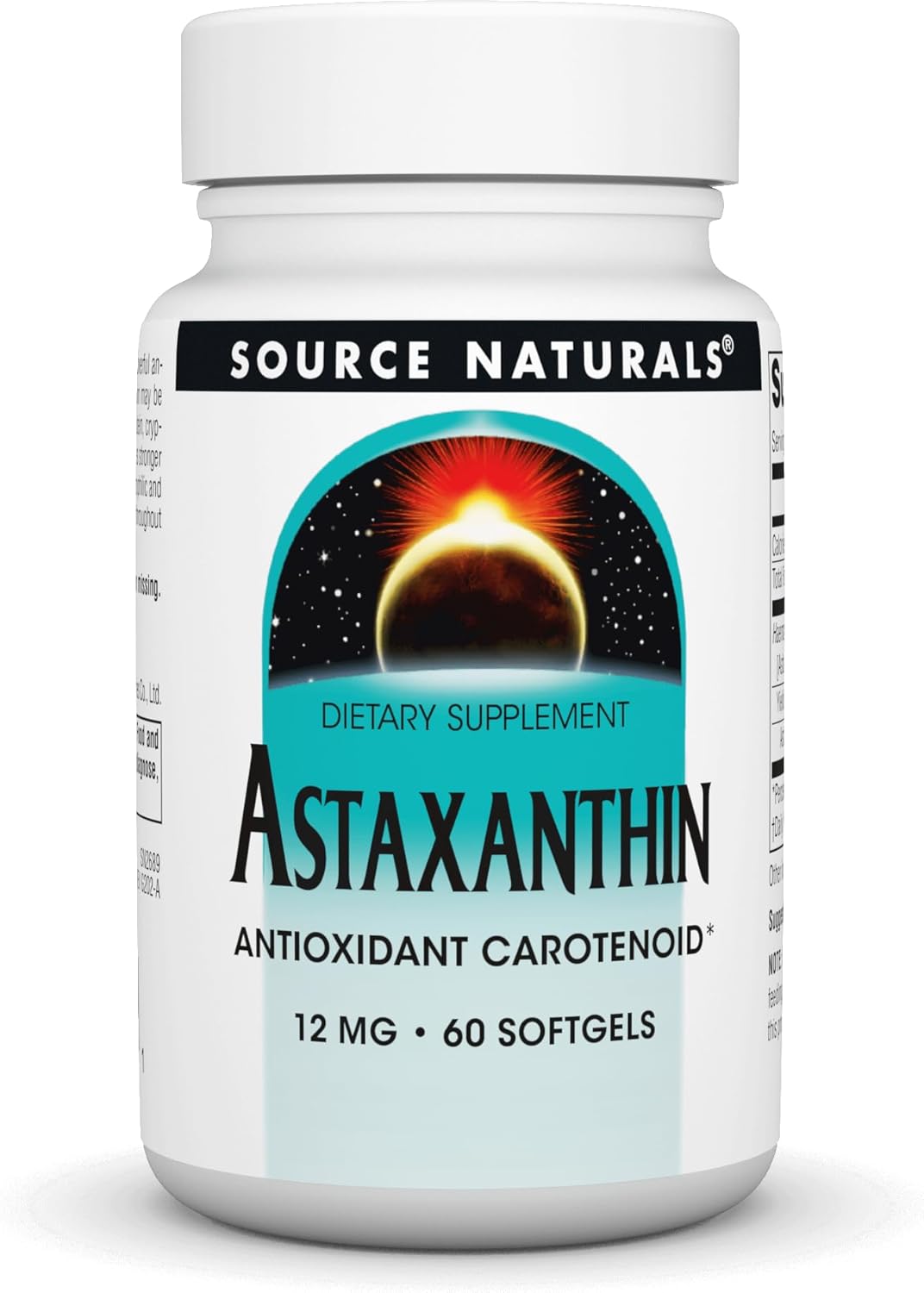 High Potency Astaxanthin Softgels - 12mg Antioxidant Carotenoid Formula by Source Naturals - 60 Count