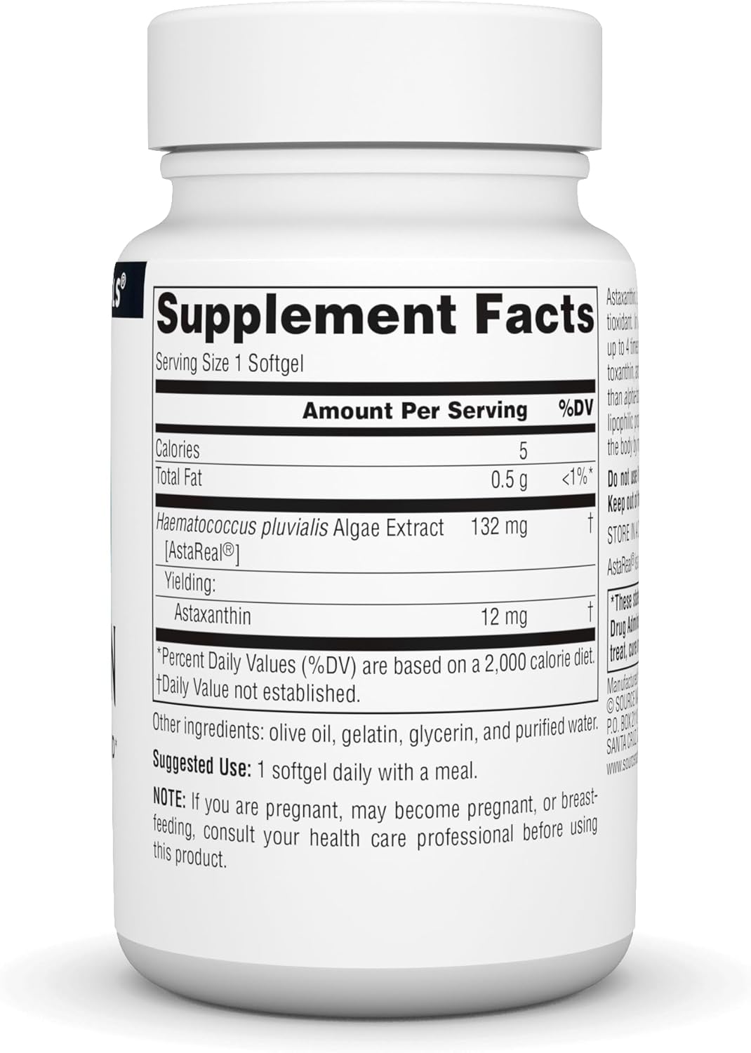 High Potency Astaxanthin Softgels - 12mg Antioxidant Carotenoid Formula by Source Naturals - 60 Count