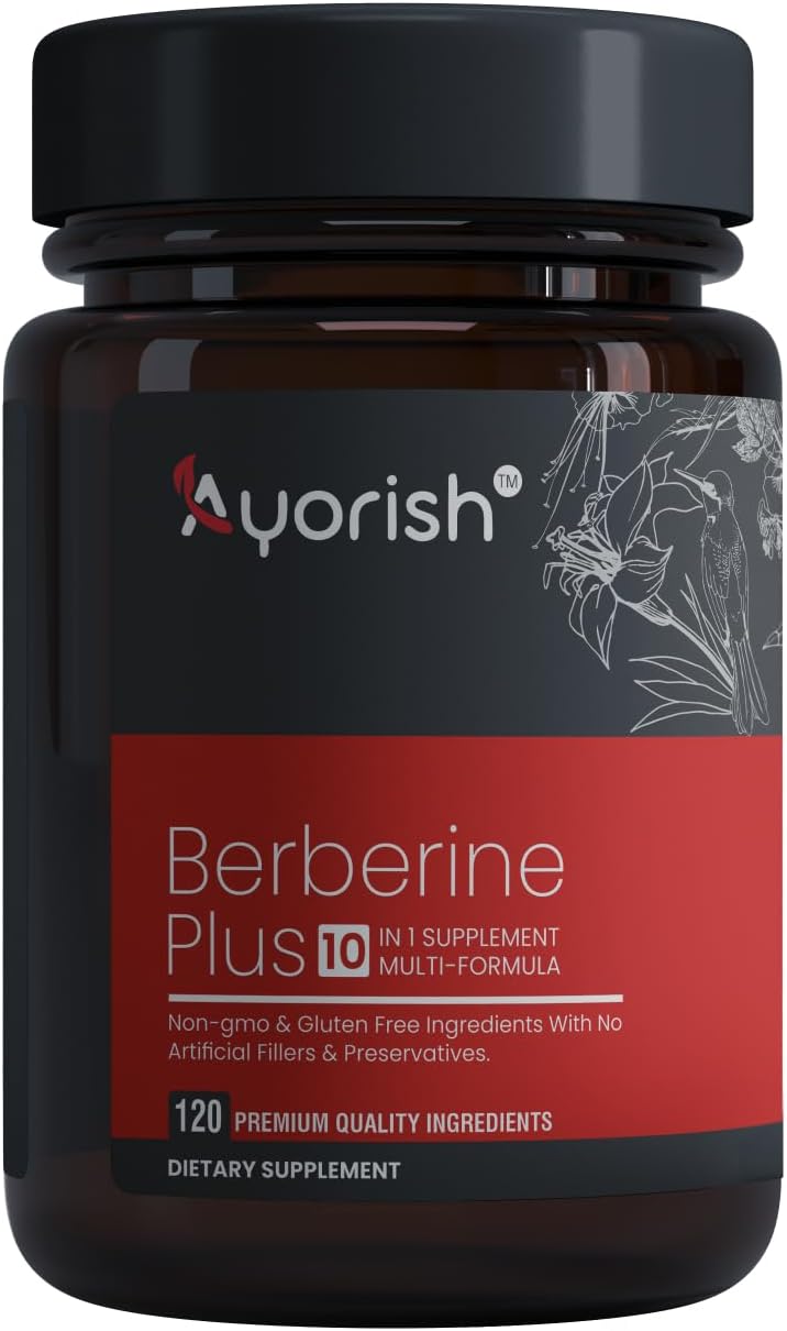 High Potency Ayorish Berberine Supplement with Ceylon Cinnamon, Artichoke, Turmeric, Milk Thistle - 120 Veg Capsules