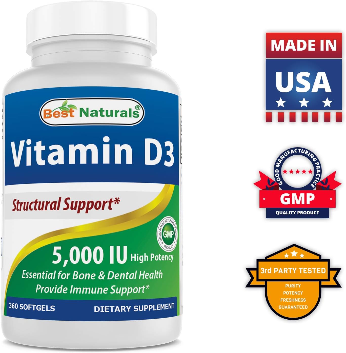 High Potency B-100 Complex with Vitamin D3 5000 IU - Best Natural Supplement for Energy and Immune Support