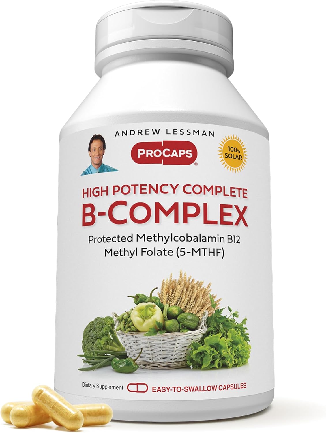 High Potency B-Complex Capsules with Folate Complex, Biotin - Promotes Cellular Growth, Energy, Immune Function - 180 Capsules - BoostGo Australia
