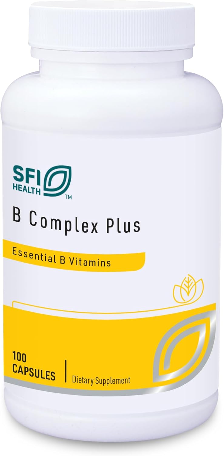 High Potency B Complex Plus with B12 Methylcobalamin, B6 & Metafolin Folate - Energy, Digestive, and Brain Health Support - 100 Capsules