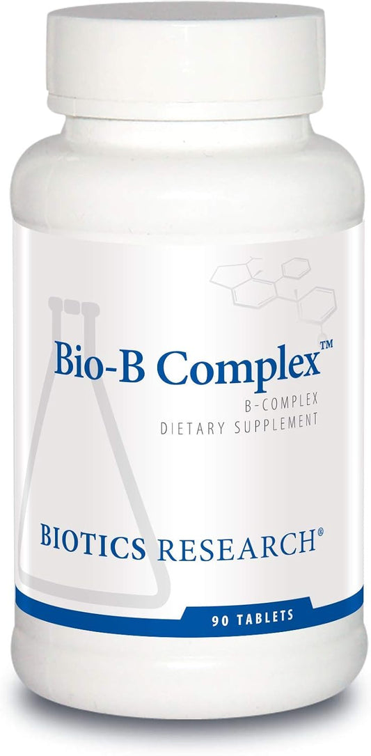 High Potency B-Complex Supplement with Folate, B2, B6, and B12 for Energy & Cardiovascular Health - 90 Tablets by Biotics Research