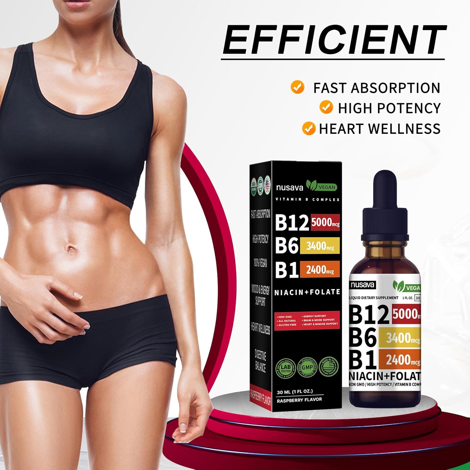 High Potency B12 Vitamins 5000 Mcg Sublingual Liquid Drops - Methylcobalamin Vitamin B Complex with B6 for Energy Boost - 2 Pack for Max Absorption