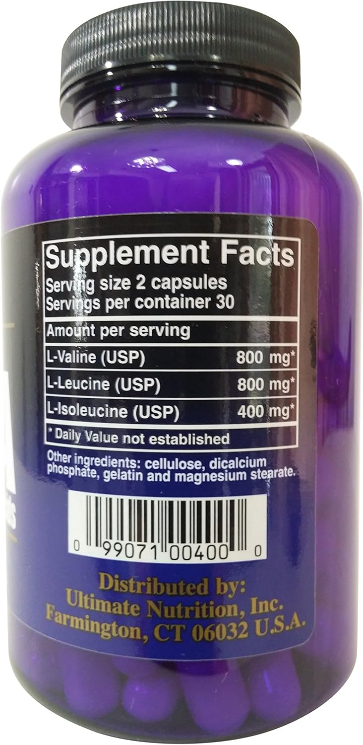 High-Potency BCAA Amino Acid Supplement - 1000mg, 60 Capsules - Ultimate Nutrition Formula