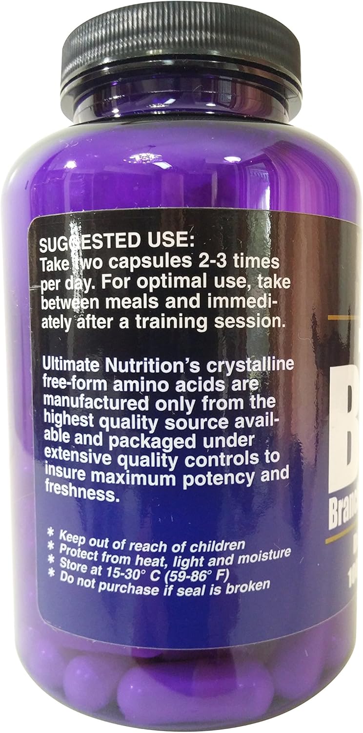 High-Potency BCAA Amino Acid Supplement - 1000mg, 60 Capsules - Ultimate Nutrition Formula