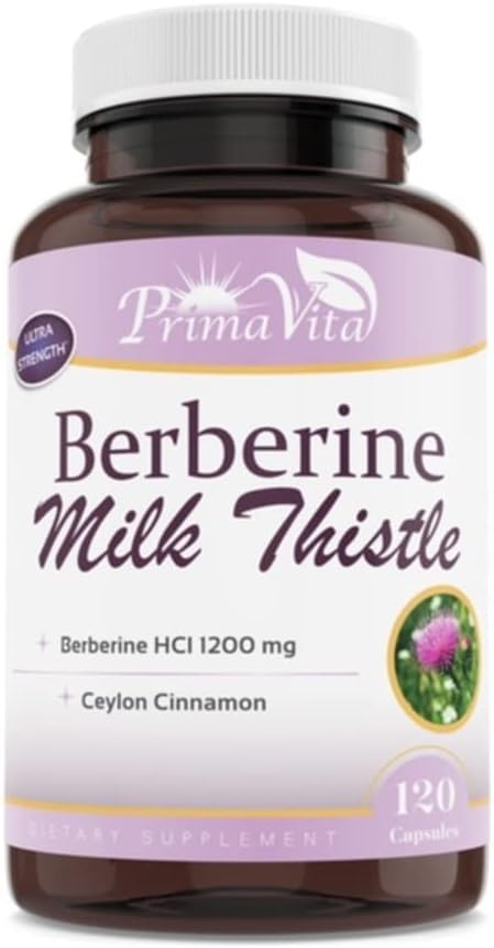High Potency Berberine HCL 1200mg with Milk Thistle & Ceylon Cinnamon - Supports Metabolism, Immune & Gut Health - 120 Veg Caps