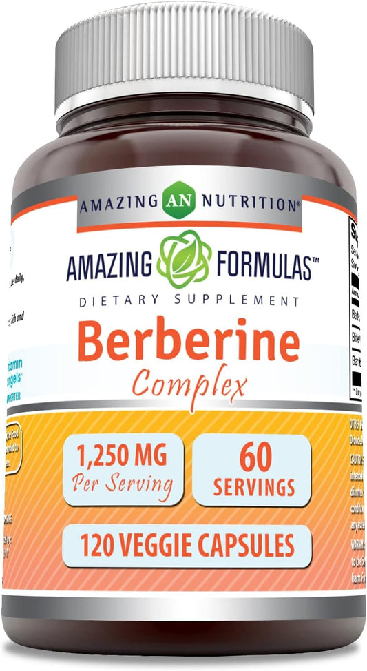 High Potency Berberine with Bitter Melon & Banaba Extract Complex - 1250 Mg, 120 Veggie Capsules - Non-GMO, Gluten-Free - Made in USA
