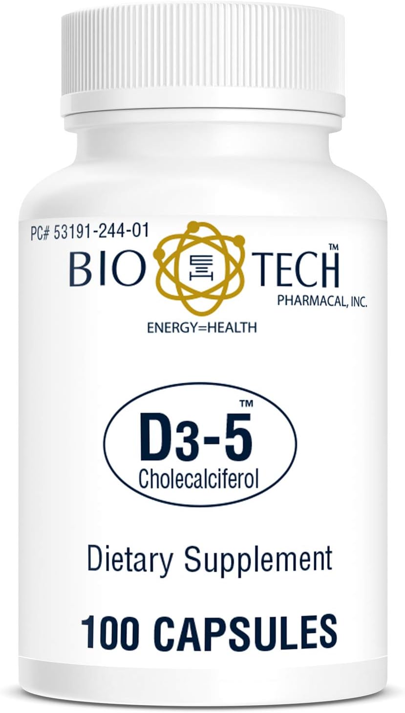 High-Potency Bio-Tech Pharmacal D3-5 Vitamin D3 (Cholecalciferol) Supplement - 5000 IU