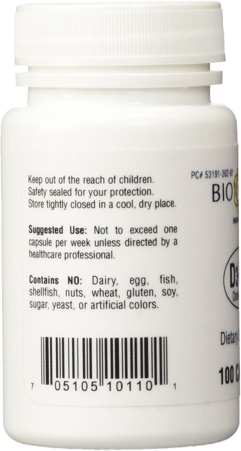 High-Potency Bio-Tech Pharmacal D3-50 (50,000 IU) Vitamin D3 Capsules - 100 Count (FFP)