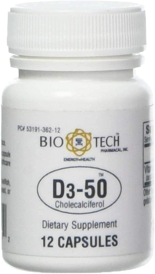 High Potency Bio-Tech Pharmacal Vitamin D3 Supplement (50,000 IU, 12 Tablets)