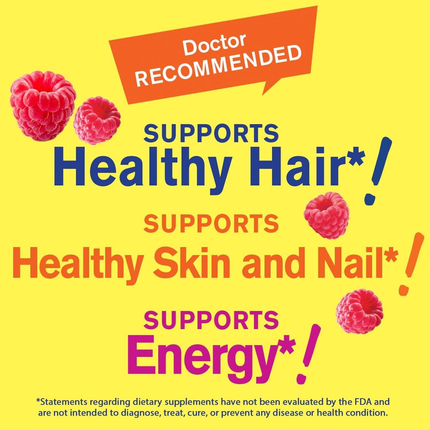 High Potency Biotin 10,000 mcg Gummies for Stronger Hair, Skin & Nails - Vegan, Gluten-Free, Non-GMO - Berry Flavor - 60 Gummies