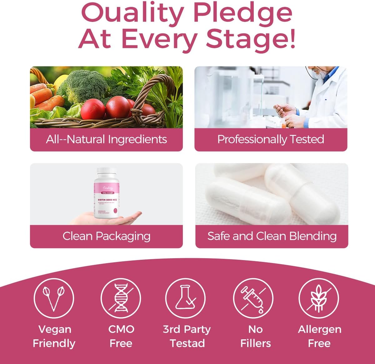 High-Potency Biotin 5000 MCG Supplement | 60 Capsules for Hair, Skin, Nails & Bones | Non-GMO & Gluten-Free | Extra Strength (2-Month Supply)