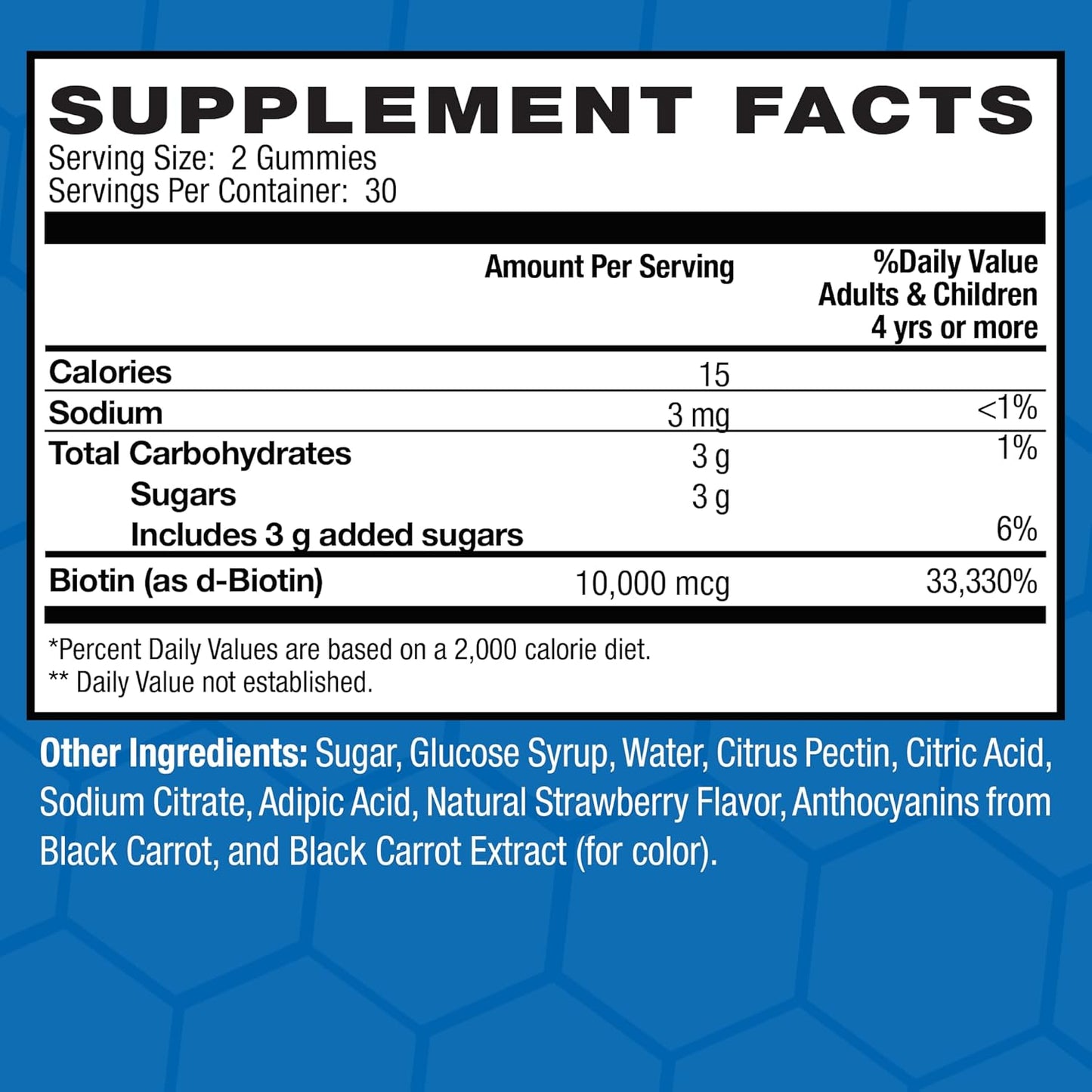 High Potency Biotin Gummies 10000mcg for Hair Skin Nails | Vegan Kosher Halal | Strawberry Flavor | 60 Gummies