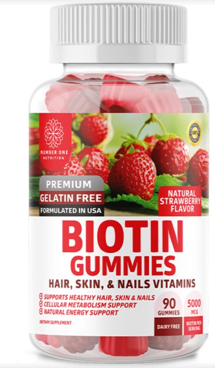 High Potency Biotin Gummies 5000mcg - 90 Gummies for Healthy Hair, Skin, and Nails - Vegan and Non-GMO