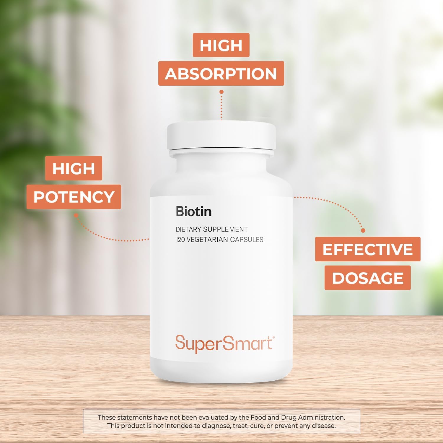 High Potency Biotin Supplement - 10,000mcg per Day - Supports Healthy Hair, Skin, and Nails - Non-GMO & Gluten Free - 120 Capsules