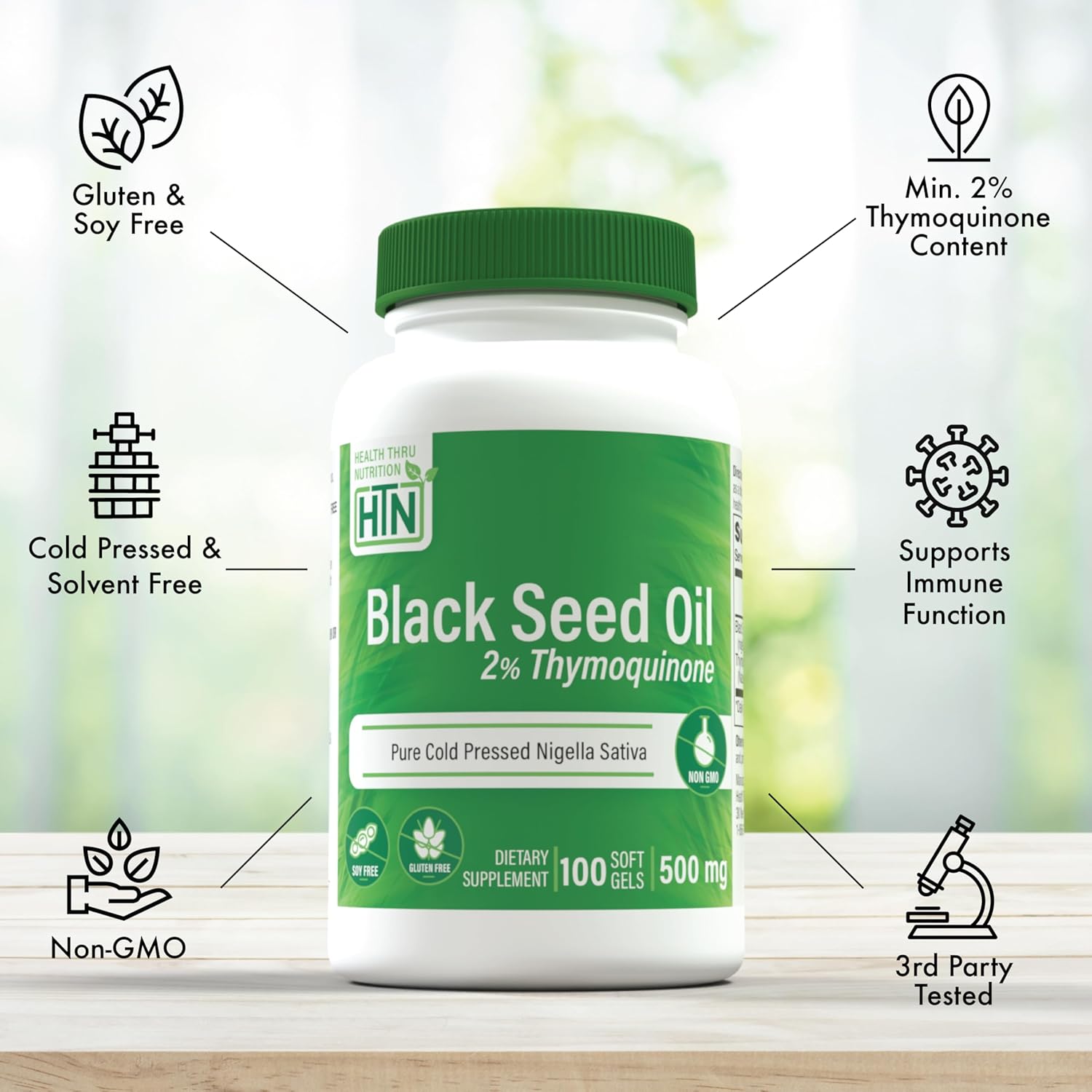 High Potency Black Seed Oil Softgels 500mg - Pure Cold Pressed, Organic, Non-GMO - 100 Count - 3rd Party Tested for Quality