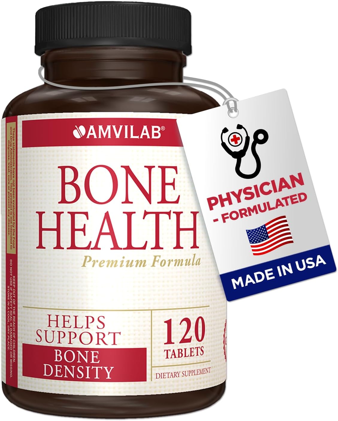 High-Potency Bone Health Supplement with Calcium, Magnesium, and Vitamin D for Men and Women - 120 Count Bottle