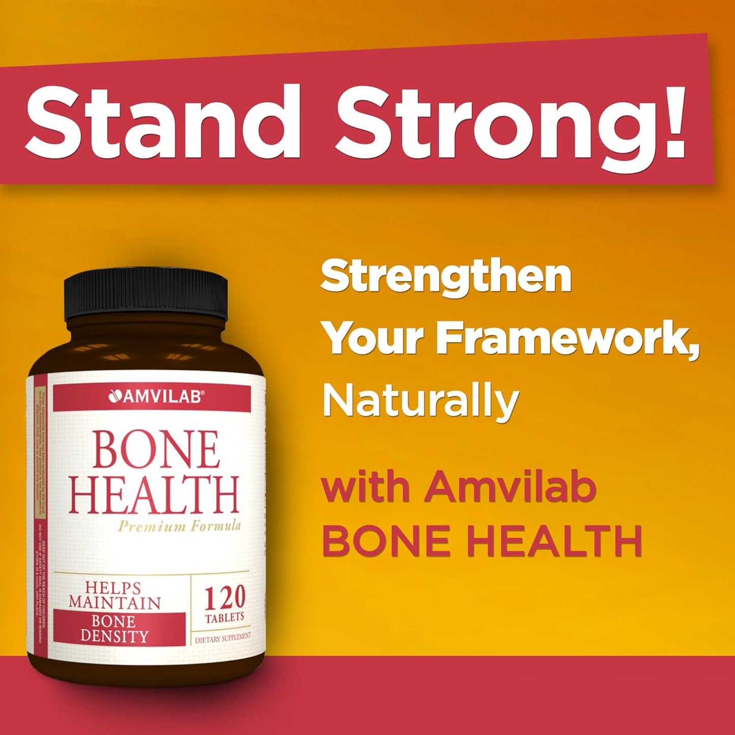 High-Potency Bone Health Supplement with Calcium, Magnesium, and Vitamin D for Men and Women - 120 Count Bottle