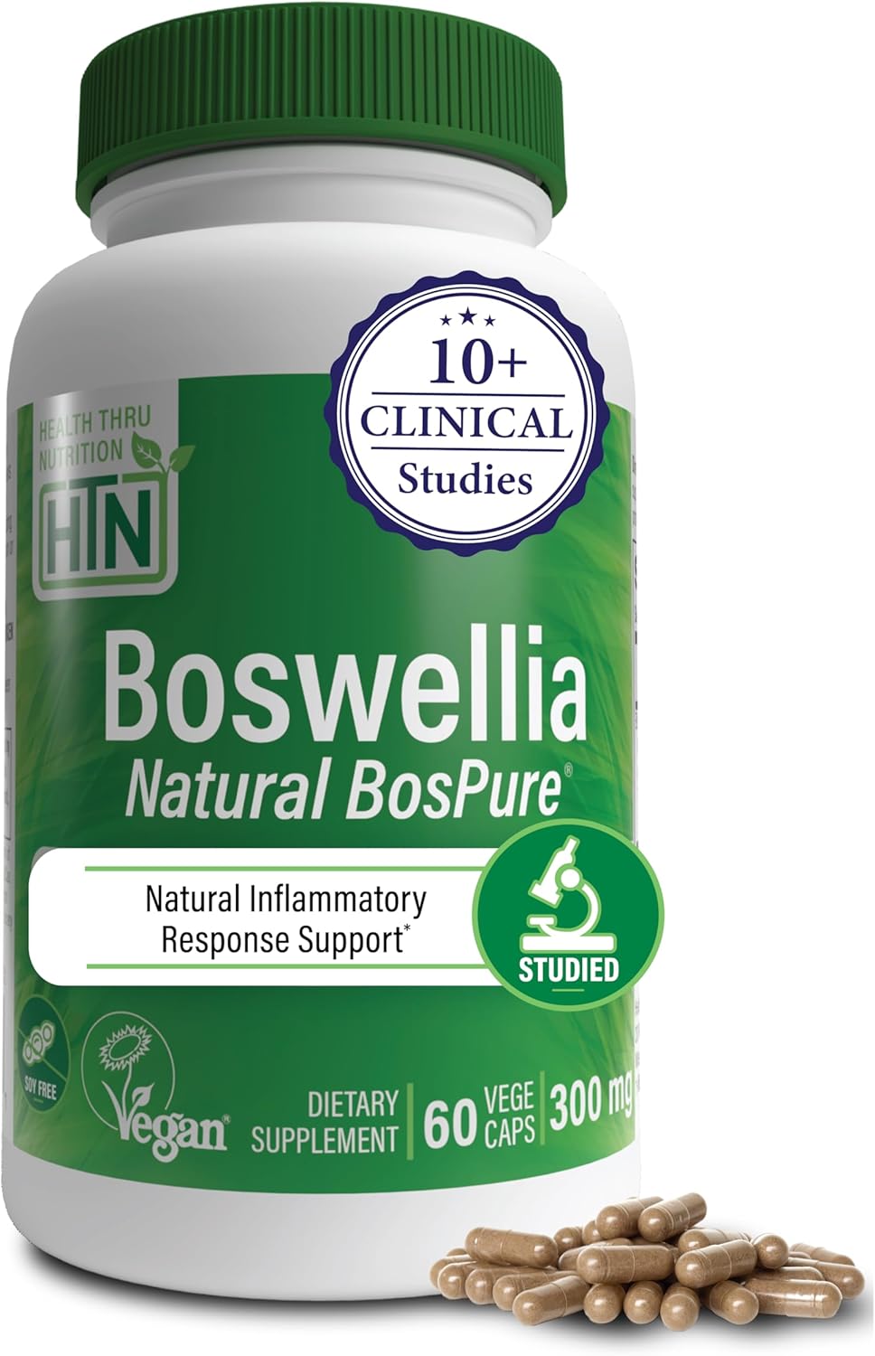 High Potency Boswellia 300mg Capsules with Bospure AKBAMAX for Healthy Inflammatory Support | Vegan Certified, Non-GMO | Gluten & Soy Free