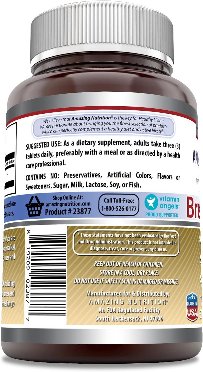 High Potency Brewers Yeast Supplement 1500mg - 500 Tablets | Non-GMO, Gluten Free - Made in USA by Amazing Nutrition