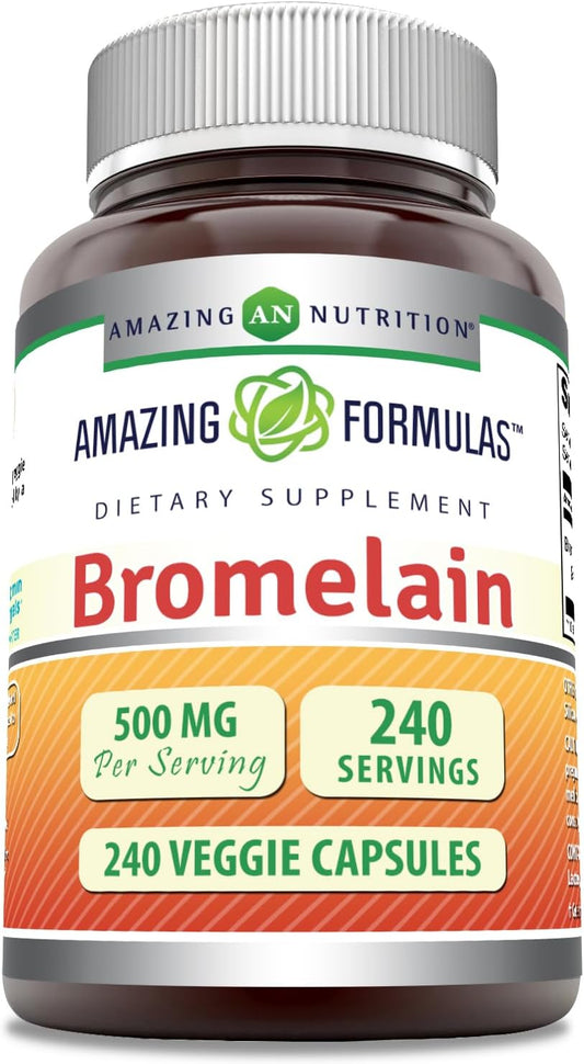 High Potency Bromelain 500mg 2400 GDU Veggie Capsules - 240 Count | Non-GMO & Gluten Free - Made in USA - Ideal for Vegetarians