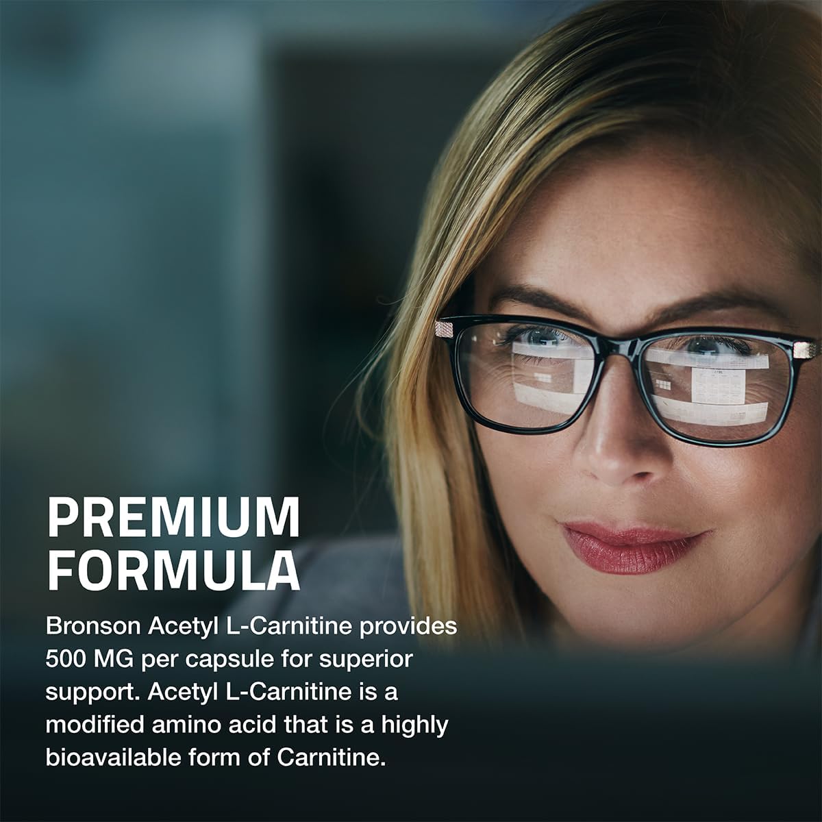 High Potency Bronson Acetyl L-Carnitine 500 MG Amino Acid Supplement - Non-GMO, 120 Capsules